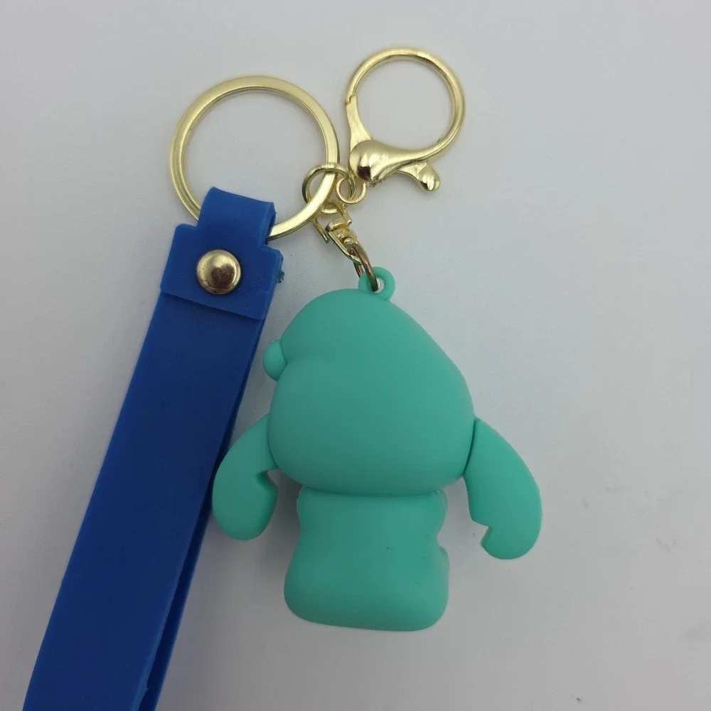 Disney Stitch Keychain With Wrist Strap, Charm & Clasp In Teal Onzie w/ Cupcake